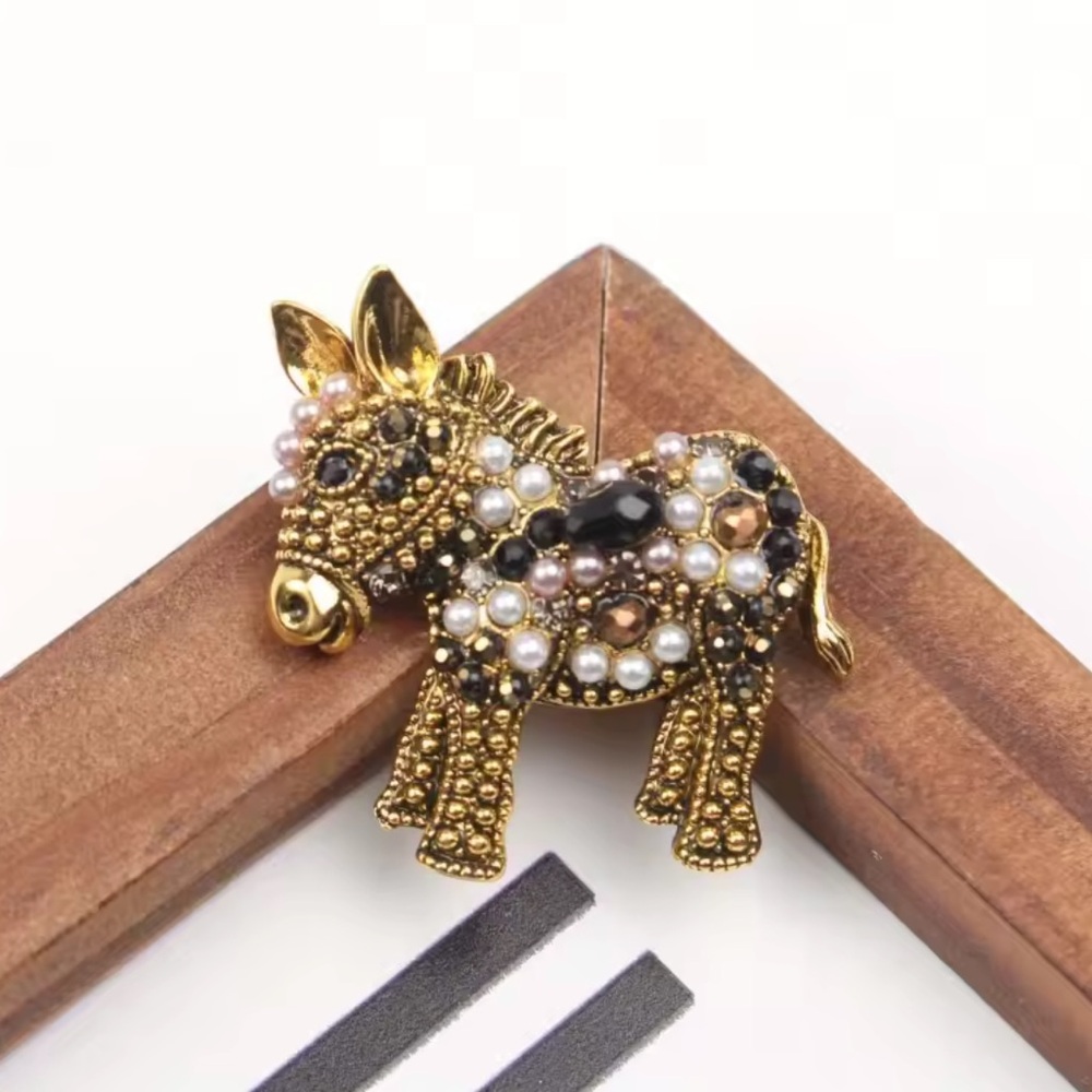 Bejeweled Donkey Brooch with Gold Accents accessory - Picture 5 of 5